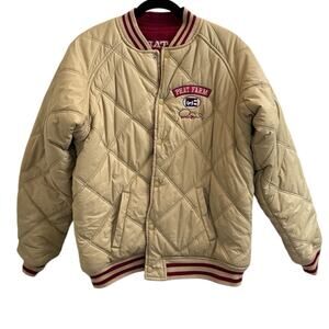 Vintage Phat Farm reversible Quilted Bomber jacket Beige Burgundy Size L